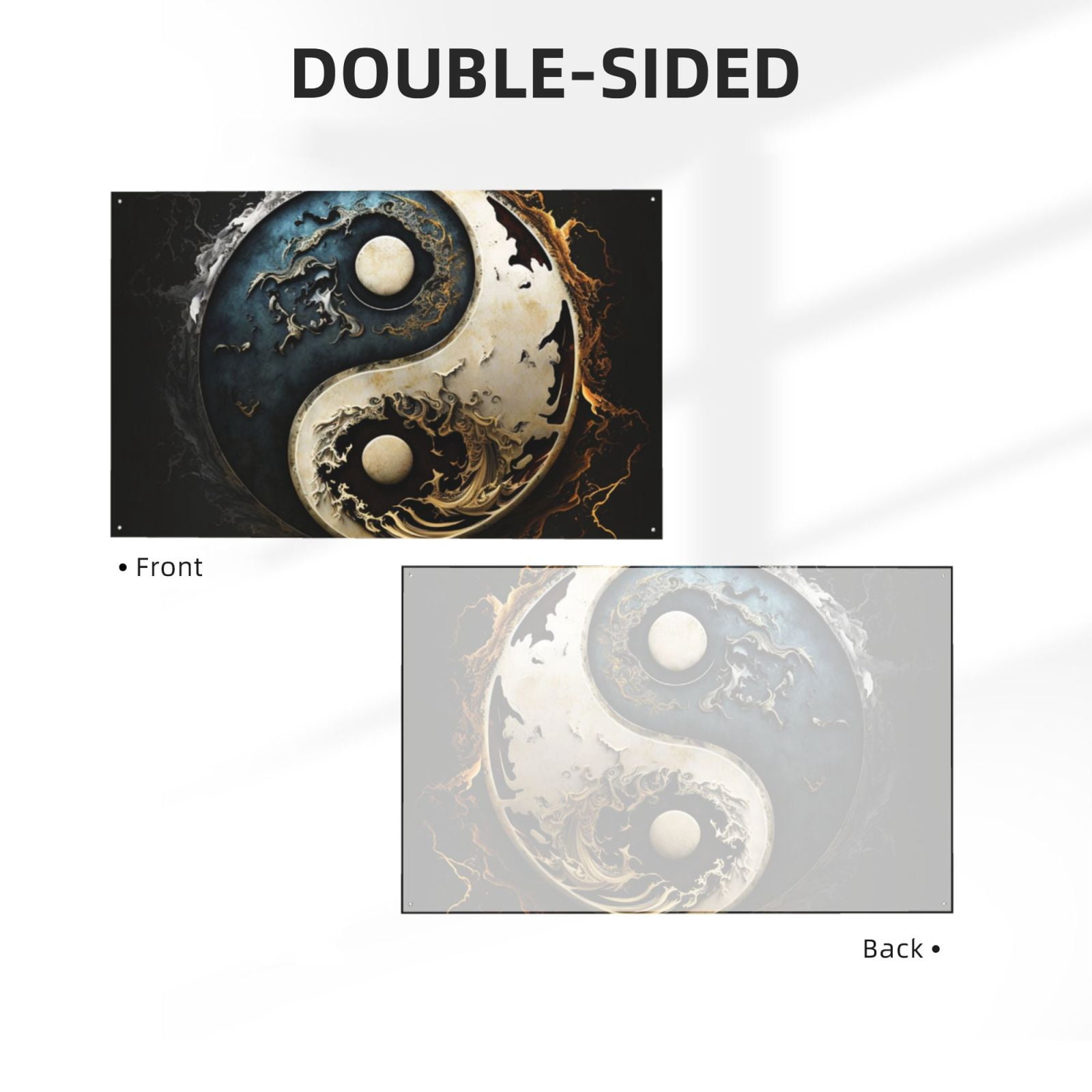 Round Cool Art Oriental Symbol Four Hole Decorated Banner Flag for Garden Yard Home Decoration Indoor Outdoor 4x6 Ft