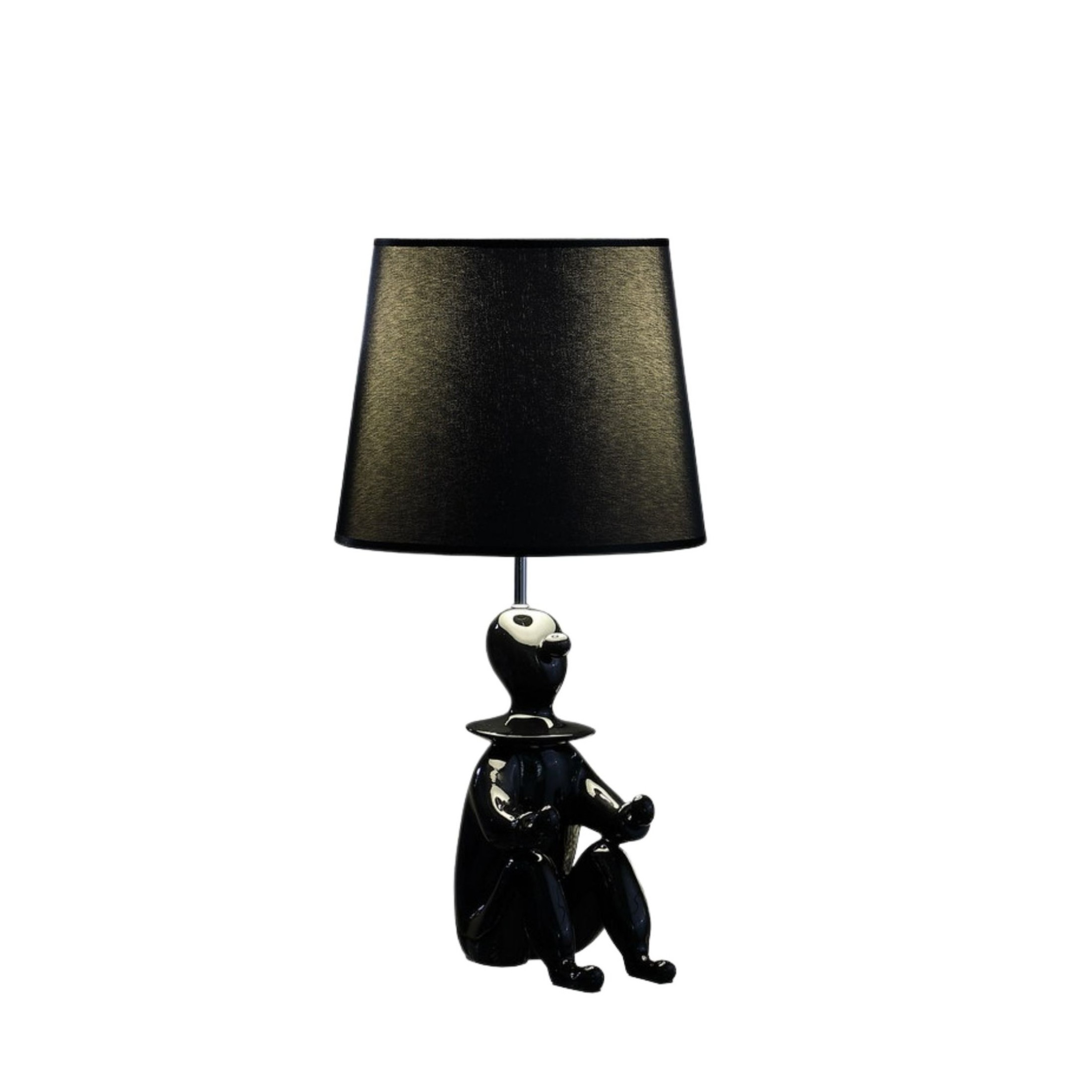 Noble House 21.25" Clown Figurine Table Lamp, Convenient Phone Holder, Semi-Drum Shade, E26 Light Bulb, Black