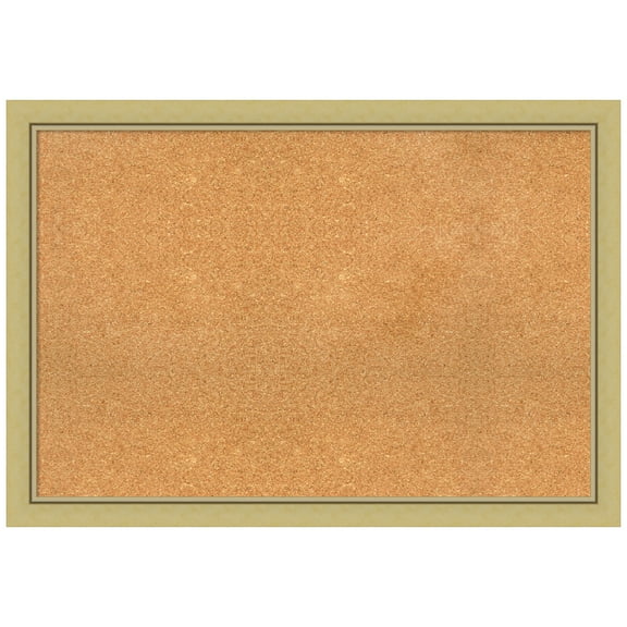 Amanti Art Natural Cork Board Framed Landon Gold Narrow Bulletin Board 39 in. x 27 in.