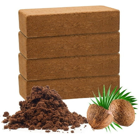 Homneer 4 pack Premium Coco Coir Bricks, Organic Coconut Fiber Substrate with Low pH & EC for Indoor & Outdoor Gardening and Potting Mix