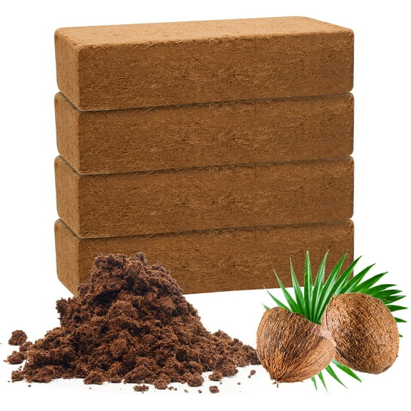 Homneer 4 pack Premium Coco Coir Bricks, Organic Coconut Fiber Substrate with Low pH & EC for Indoor & Outdoor Gardening and Potting Mix