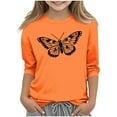 thumbnail image 2 of Frwgonr Girls T Shirt Orange Kids Summer Fall Crewneck Tops Cute Tees Blouse Size 3T-14, 2 of 5