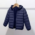 thumbnail image 2 of AHTJRT Hooded Jackets for Kids Girls Boys Solid Color Full Zip Pockets Puffer Shacket Fall Winter Spring Long Sleeve Windproof Puffy Coats Dark Blue 8-9 Years, 2 of 4