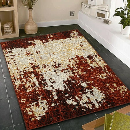 Lr Home Matrix Burgundy And Cream Indoor Area Rug 7 9 X 9