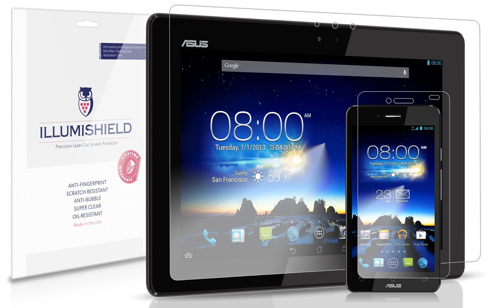 iLLumiShield Clear Screen Protector 2x for ASUS Padfone Infinity Tablet+Phone