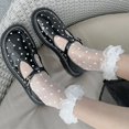 thumbnail image 5 of White Calcetines tobilleros de seda con cristales y lunares, 5 of 5