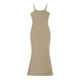 thumbnail image 4 of Women Spaghetti Strap Bodycon Maxi Dress Slip Sleeveless Solid Color Square Neck Elegant Long Cami Dresses, 4 of 10