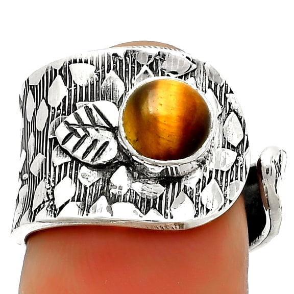 Adjustable - Tiger Eye - Africa 925 Sterling Silver Ring s.6 Jewelry R-1319 SDR169896