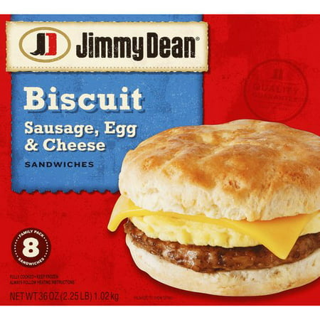 Jimmy Dean Sausage Egg & Cheese Biscuit Family Pack Sandwiches, 8 ct ...