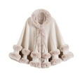 thumbnail image 2 of WonderWiz Women's Winter Wedding Faux Fur Wraps Shawls Cardigan Poncho Cape Bridal Stoles Scarf Beige One Size, 2 of 3