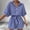 *Blue, variant on ClodeEU Women's Striped Notch Collar Button Front 3/4 Sleeve Romper with Belt ,Casual Jumpsuit Shorts Black,Women's Plus L