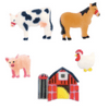 24pk Farm Animals 1" - 1 3/4" Edible Sugar Decoration Toppers for Cakes Cupcakes Cake Pops w. Edible Sparkle Flakes & Decorating Stickers