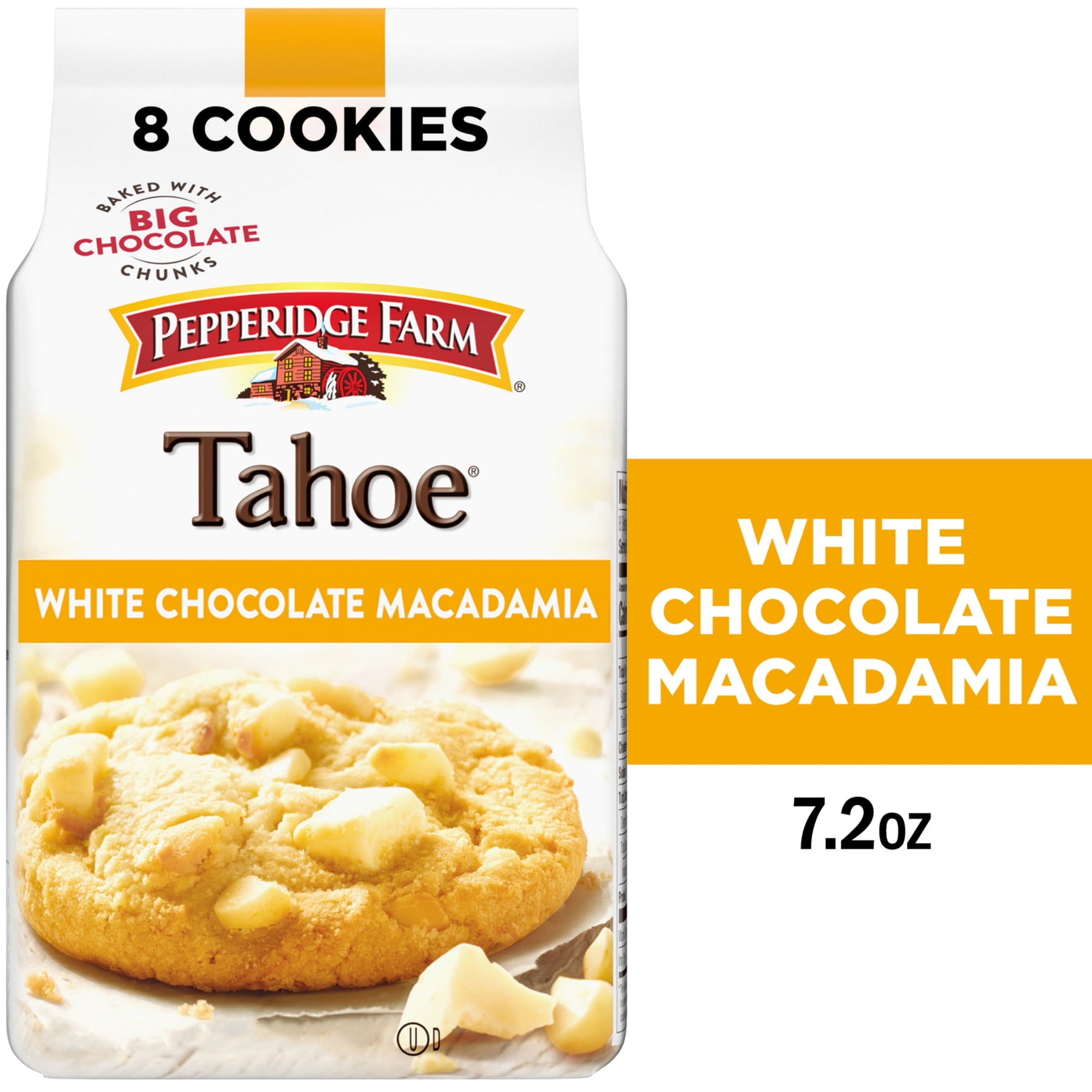 (3 pack) Pepperidge Farm Tahoe Crispy White Chocolate Macadamia Nut Cookies, 7.2 oz Bag (8 Cookies)