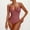 Watermelon Red, variant on Women One Piece solid color conservative fashion Swimsuit V Neck High Cut Thin Straps Bathing Suit