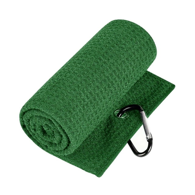 jinwen Golf Towel Comfortable with Carabiner Golf Accessory Golf Ball Cleaner Towel Green