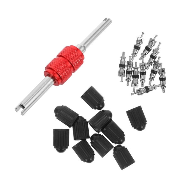 unbranded 1 Set Automotive Valve Stem Cores Tire Valve Stem Caps With Tool For Bikes Vehicle