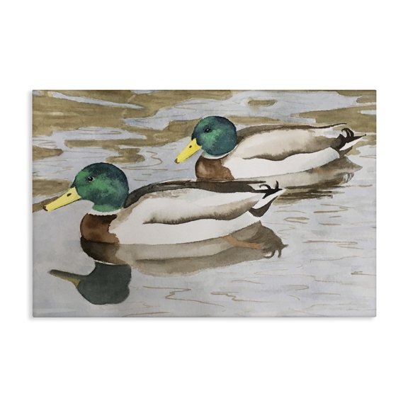 Stupell Industries Farmhouse Mallard Ducks Pair Canvas Art, 24 x 16, by Stephanie Fielden