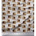thumbnail image 1 of Soimoi Brown polyester Crepe Fabric Monitor & Bossy Girl Printed Fabric 1 Yard 42 Inch Wide, 1 of 3