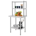 thumbnail image 1 of Table de Préparation en Acier Inoxydable Robuste avec Tablettes Ajustables et Crochets Latéraux, Table de Travail Commerciale de 1460 Lb pour Restaurant, Cuisine, Maison, 30 36 48 Po, Argent, 1 of 6
