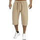 thumbnail image 2 of Pantalones capri de lino para hombre: pantalones de playa holgados con cordón ajustable, corte amplio, cintura ajustable, bolsillos profundos, ropa informal de verano, 2 of 3
