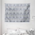 thumbnail image 1 of Winter Tapestry, Triangular Pine Fir Trees Horizontal Pattern Circles Modern Art Inspired, Wall Hanging for Bedroom Living Room Dorm Decor, 80W X 60L Inches, Taupe Slate Blue Sage, by Ambesonne, 1 of 2