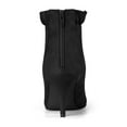 thumbnail image 2 of BLISSFUL STEP Women's Ankle Boots Faux Suede Pointed Toe Stiletto Heel Ruffle Back Zip Boots Black 6, 2 of 7