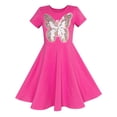 thumbnail image 1 of Robe Fille Rose Profond Butterfly Sequins Coton 7 Ans, 1 of 6