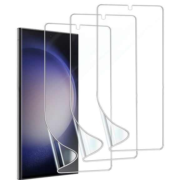 TPU Screen Protector for Samsung Galaxy S23 Ultra 5G, Flexible Hydrogel Transparent Protective Film Touch Sensitive Fingerprint Unlock [Not Glass], Scratch-resistant, 3 Pack
