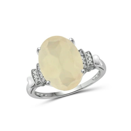 - 5-1/2 Carat T.G.W. Moonstone and White Diamond Accent Sterling Silver Ring
