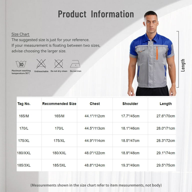 ウェア supplier Zaldita Men's Short Sleeve Mechanic Work Shirt Front Zip
