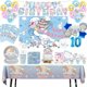 thumbnail image 2 of Decoración para fiesta de cumpleaños con diseño de Cinnamoroll, vajilla para fiesta de bienvenida al bebé, suministros para mesa, taza, mantel, número, globo, adorno para tarta, telón de fondo, 2 of 5