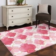 thumbnail image 3 of Pink Geometric Moroccan Area Rugs 4'x6', Washable Small Throw Rugs for Office Bathroom, Abstract Art Pink Ombre Modern Indoor Outdoor Rug Non-Slip Low Pile Carpet Runner Reversible Floor Mats, 3 of 8