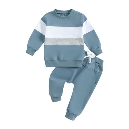 

CocMouse Baby Boy Fall Outfit Contrast Color Sweatshirt Elastic Waist Pants