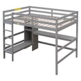 thumbnail image 5 of Full Size Loft Bed, Wooden Loft Bed with Storage Shelves and Under-Bed Desk, Study Bedframe with Built-in Ladder and Full-Length Guardrail for Kids Teens Adult, Space-Saving, No Spring Box Needed,Gray, 5 of 7