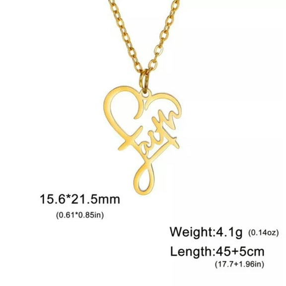 Faith Necklace for Women Stainless Steel Love Heart Necklace Choker Jewelry