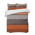 thumbnail image 2 of Quilts Twin Size, Burnt Orange Grey Soft Comforter Bedding Set for Bed, Vintage Stripe Farmhouse Wood Grain Lightweight Quilted Bedspread with Pillow Cover(2 Pieces) for All Season, 68x86 Inch, 2 of 6