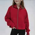 thumbnail image 2 of lkfuzj Girls Zip Up Hoodies Sweatshirts Long Sleeve Thumb Hole Pullover Tops with Pockets 2025 Fashion Spring Clothes - Red, 2 of 8