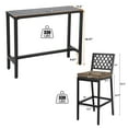 thumbnail image 5 of 3-Piece Outdoor Patio Bar Set, Bar Height Patio Dining Set, Weather-Resistant Bistro Counter Pub Set with Cushions & Slatted Tabletop for Backyard (Black, 47" Table and 2 "X stools), 5 of 7