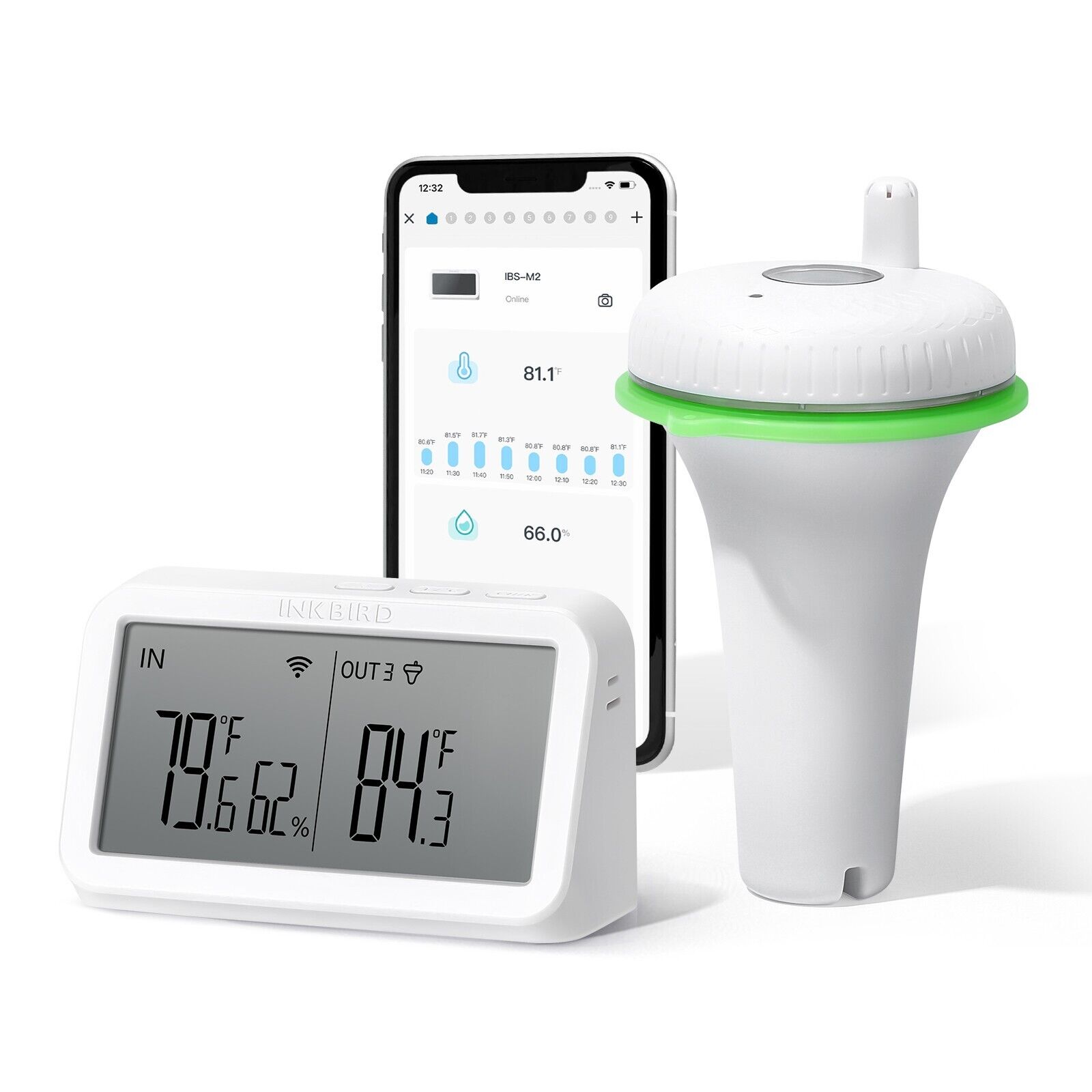 Thermomètre Piscine Numérique Sans Fil - Capteur étanche IPX67 - Portée 60 M - Écran LCD