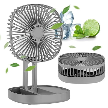 

LAVA Portable Travel Fan Folding Desk Fan Battery Operated&Rechargeable 3 Speeds Small Table Fan Quiet (Gray)