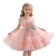 thumbnail image 2 of CIAKGIAF Summer Dresses for Girls Crew Neck Mesh Fluffy Princess Pleated Bow Sleeveless Dresses Pink for 4-5Years, 2 of 5