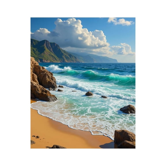 Paint By Numbers Kit for Adults Beginner - DIY Ocean Waves Rocky Coastline Blue Sky Canvas Painting Kits for Adults, Frameless Paint By Number for Adults for Home Wall Decor 16x20 Inch
