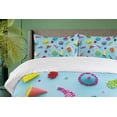thumbnail image 4 of Ambesonne Colorful Duvet Cover Sets, Birthday Party Themed Art, 2-Queen, Pale Blue and Multicolor, 4 of 7