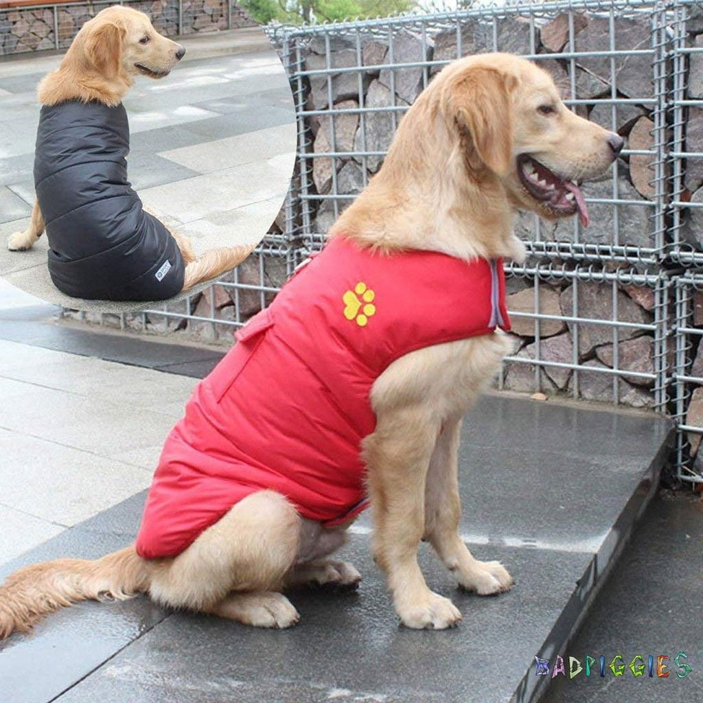BadPiggies Double Sides Dog Vest Coat Winter Waterproof Pet Jacket for Small Medium Large Dogs (XL, Red)