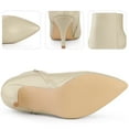 thumbnail image 4 of Unique Bargains Women's Side Zipper Pointed Toe Stiletto Heel Ankle Boots Beige 9, 4 of 6