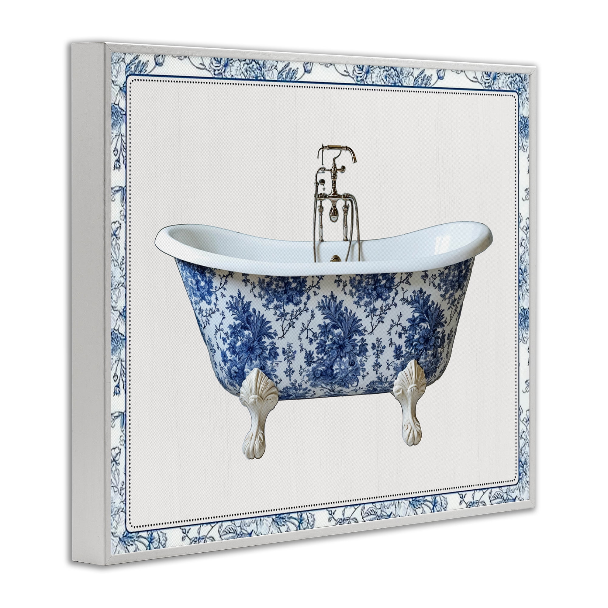 Vintage Chinoiserie Bathtub White Framed Giclee Art, design by Lettered and Lined