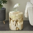 thumbnail image 2 of DecMode 15" x 18" Light Brown Teak Wood Handmade Live Edge Tree Stump Accent Table with Natural Cutouts, 1-Piece, 2 of 9