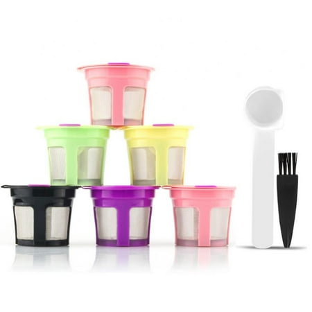 

PRAETER Color K Cup Kcup Coffee Capsule Cup Reusable Coffee Filter-boxed 2 Pink + 2 Black + 1 Spoon 1 Brush