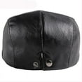 thumbnail image 2 of SikaFu New Men Women Beret Solid PU Leather Beret Hat Vintage Adjustable Beret Cap Retro Artist Painter Hat Ivy Newsboy Flat Cap, 2 of 6
