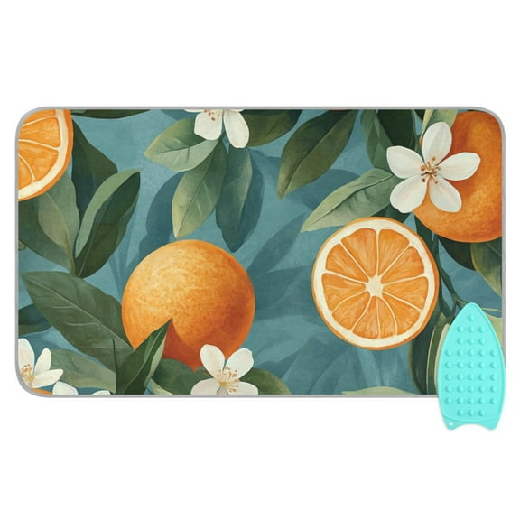 Oranges and Leaves Flowers Ironing Board Covers Heat Resistant Ironing Pad Mat Portable for Travel Washer Dryer Table